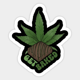 Get Baked Weed Leaf and Brownie Sticker